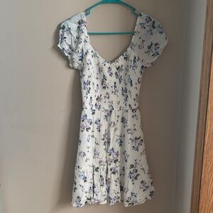 Hollister White, Blue & Purple Floral Mini Dress